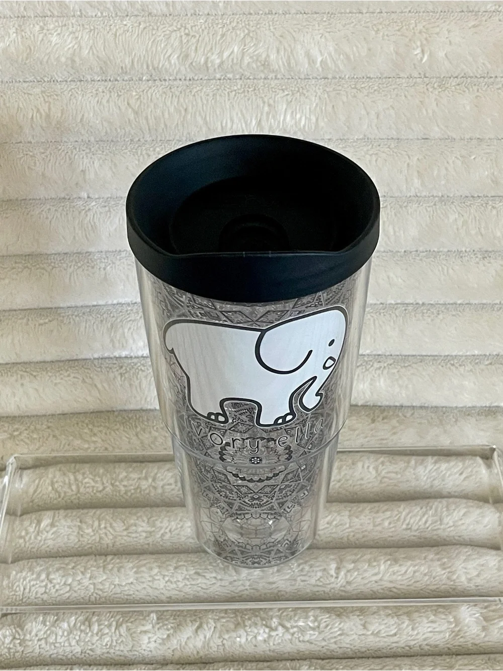 24oz. Ivory Ella Tervis Elephant Tumbler with Mandala Print